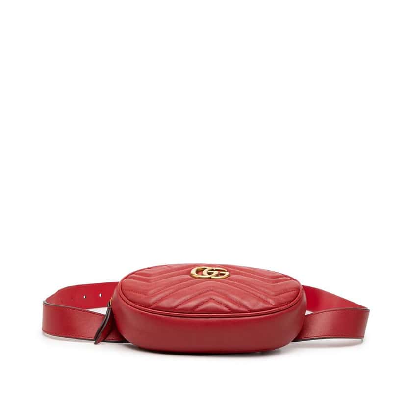 Gucci GG Marmont Matelasse Leather Belt Bag Red Leather Good condition - Inside View