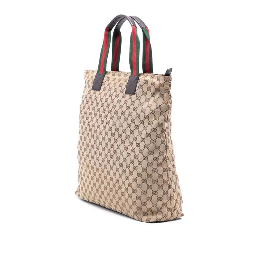 Gucci GG Canvas Web Tote Brown Canvas Good condition - Back View