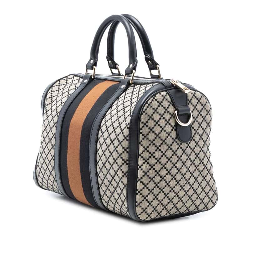 Gucci Medium Diamante Canvas Web Joy Boston Bag Brown Canvas Good condition - Back View