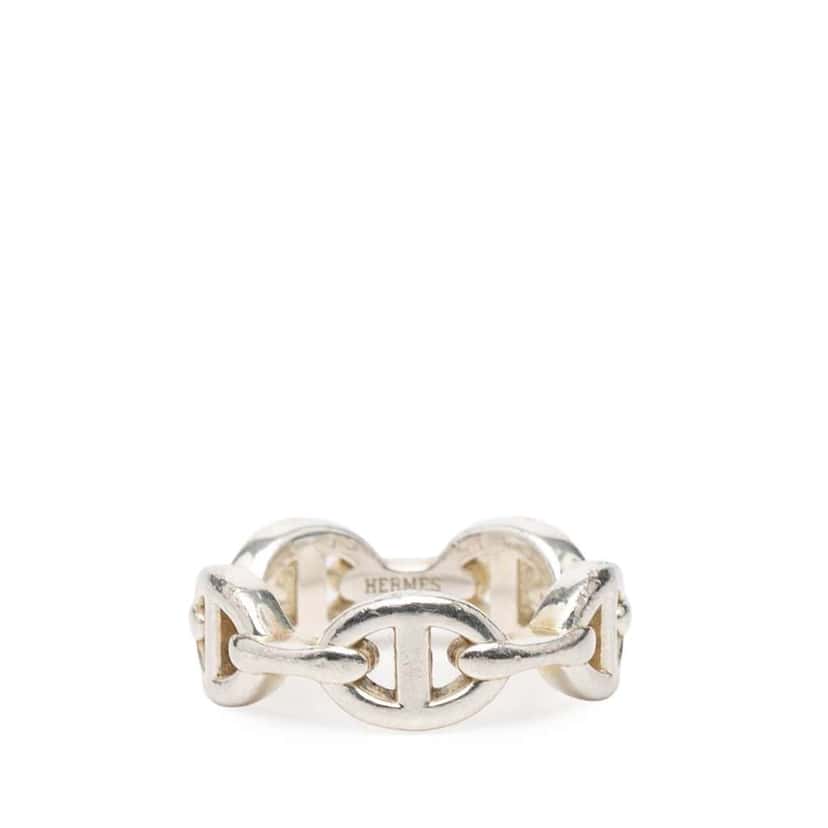 Hermès Sterling Silver Chaine d'Ancre Enchainee Ring Silver Silver Good condition - Front View