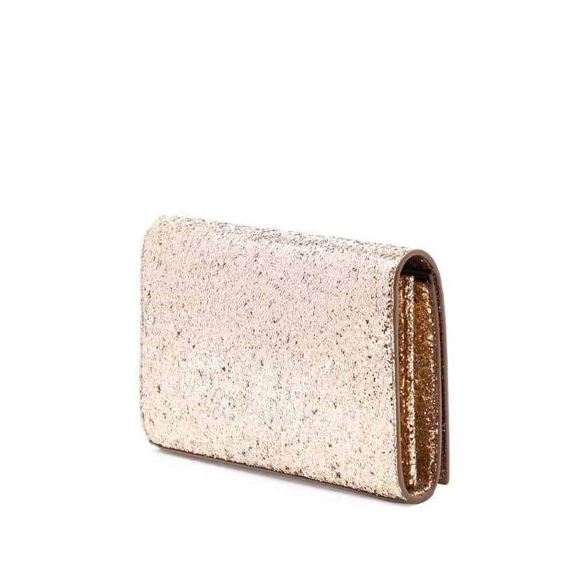 Saint Laurent Glitter Monogram Kate Wallet on Chain Gold Polyester Good condition - Back View