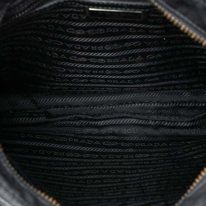 Prada Saffiano Trimmed Re Nylon Zip Top Crossbody Black Good condition - Model View
