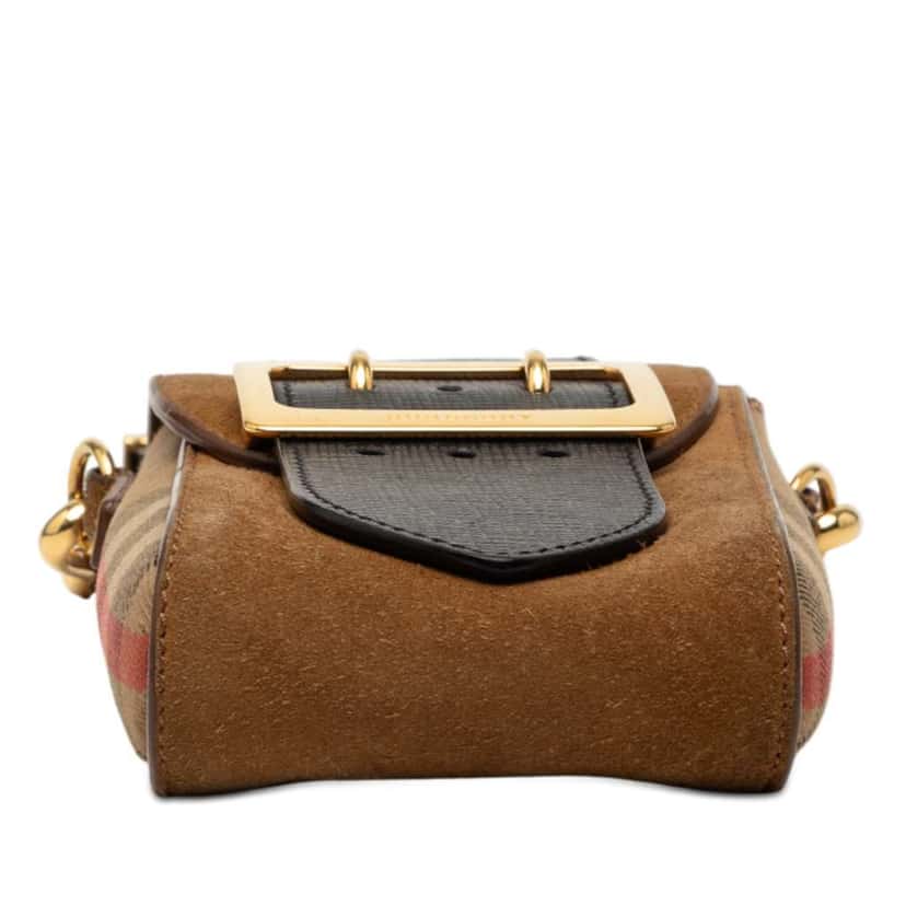 Burberry House Check Canvas and Suede Vertical Belt Buckle Handbag Brown Leather Good condition - Inside View