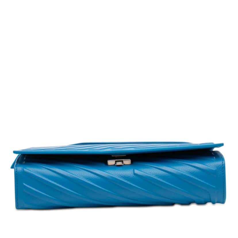 Balenciaga Grained Calfskin Car Flap Crossbody Blue Leather Good condition - Inside View