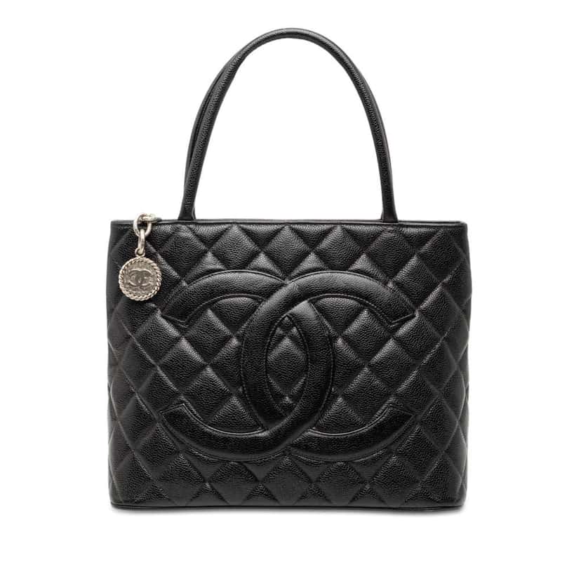 Chanel Caviar Medallion Tote Black Leather Good condition - Front View