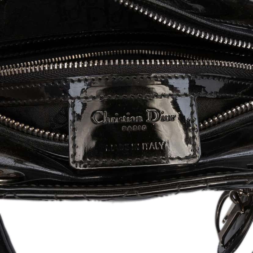 Dior Large Patent Cannage Lady Dior Black Leather Good condition - Box View