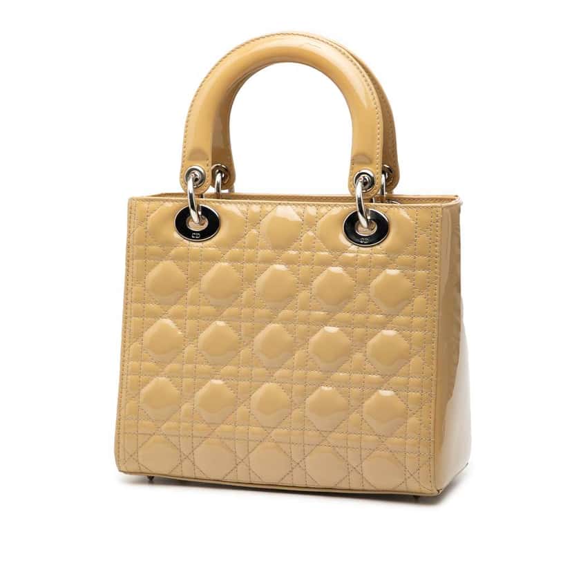 Dior Medium Patent Cannage Lady Dior Brown Leather Good condition - Back View