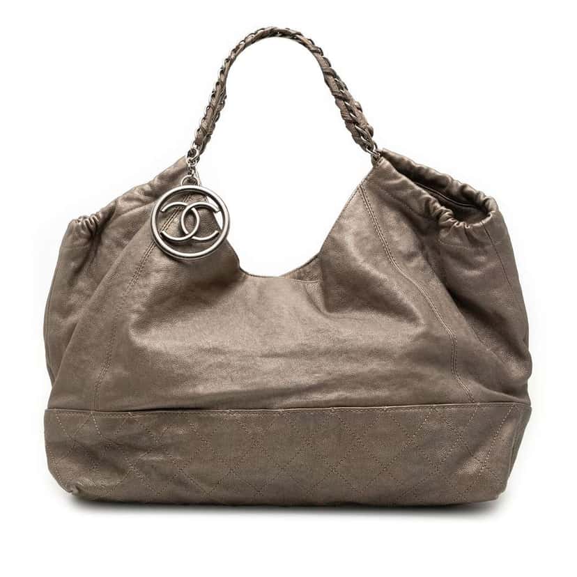 Chanel Baby Metallic Calfskin Coco Cabas Tote Brown Leather Good condition - Front View