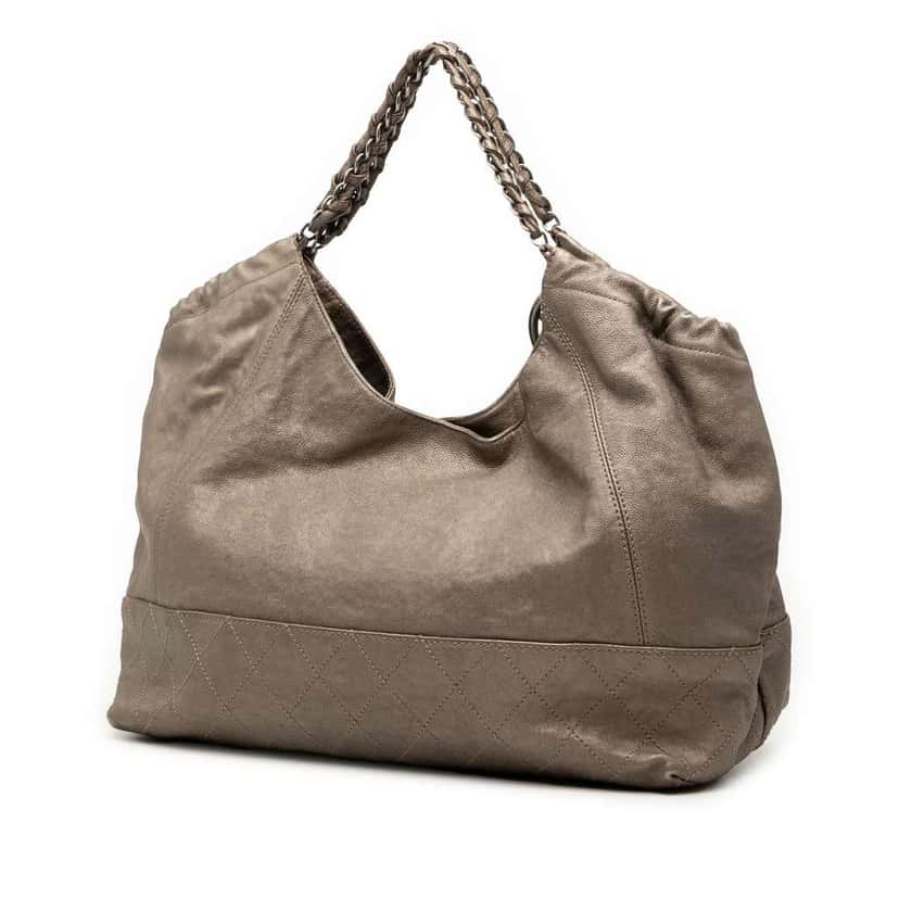 Chanel Baby Metallic Calfskin Coco Cabas Tote Brown Leather Good condition - Back View
