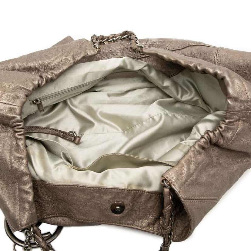 Chanel Baby Metallic Calfskin Coco Cabas Tote Brown Leather Good condition - Model View
