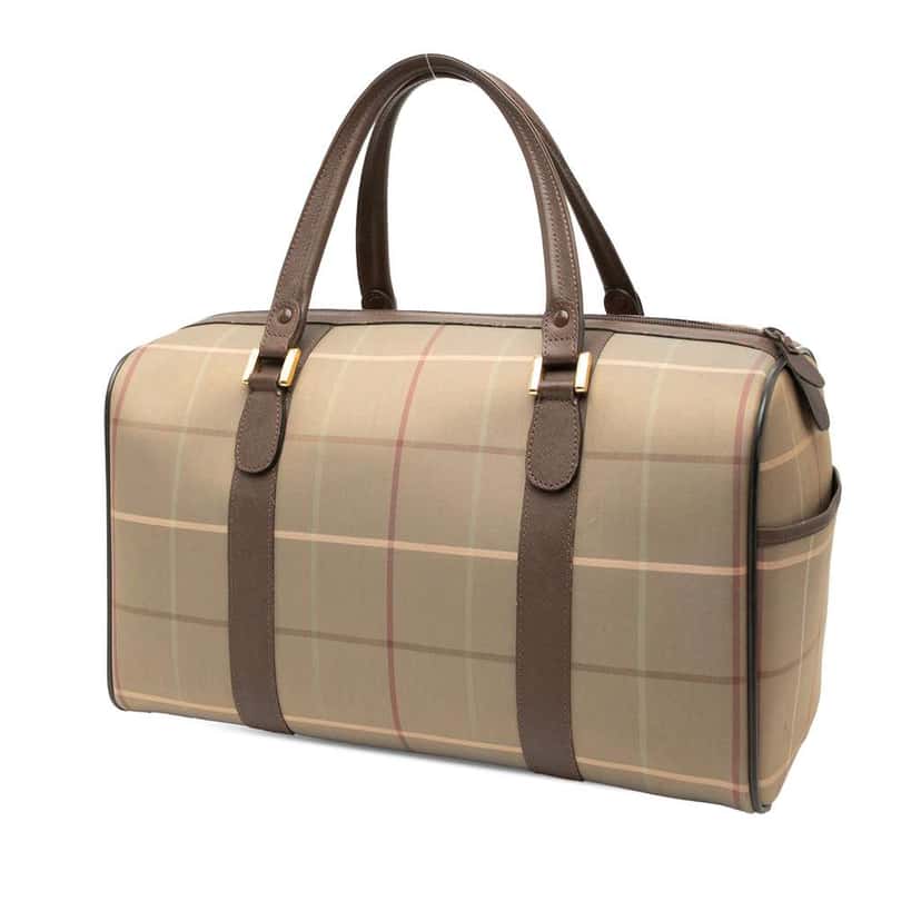 Burberry Vintage Check Canvas Boston Bag Brown Canvas Fair condition - Back View