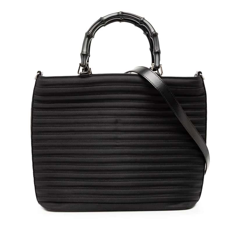 Gucci Nylon Bamboo Satchel Black Very good condition - Front View