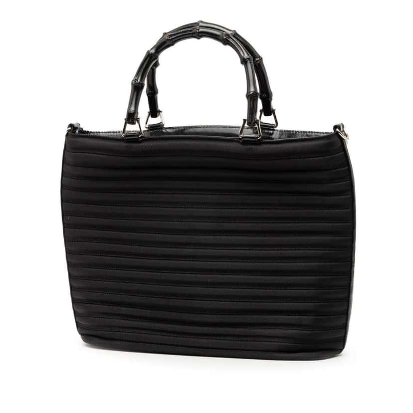 Gucci Nylon Bamboo Satchel Black Very good condition - Back View