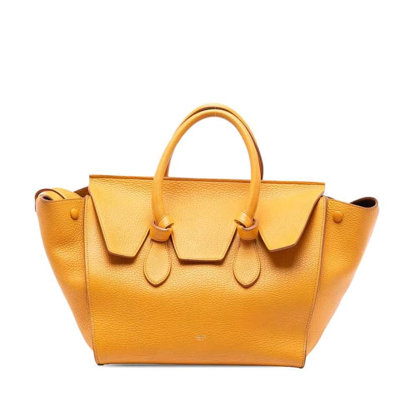 Celine Small Grained Calfskin Tie Knot Handbag Yellow Leather Very good condition - Front View