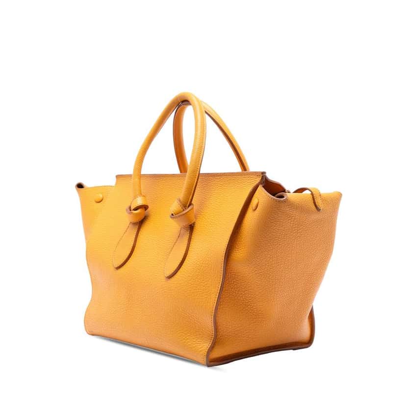 Celine Small Grained Calfskin Tie Knot Handbag Yellow Leather Very good condition - Back View