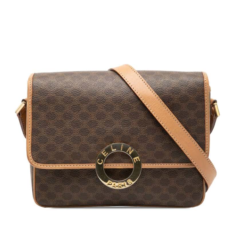 Celine Macadam Coated Canvas Crossbody Brown Canvas Good condition - Front View