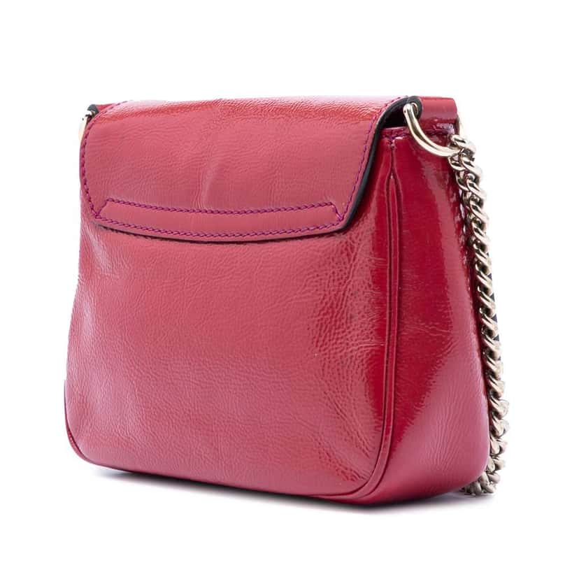 Gucci Small Patent Soho Chain Flap Crossbody Pink Leather Very good condition - Back View