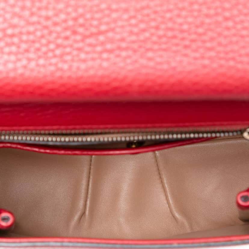 Gucci Medium Leather Bamboo Nouveau Fringe Crossbody Red Leather Very good condition - Model View