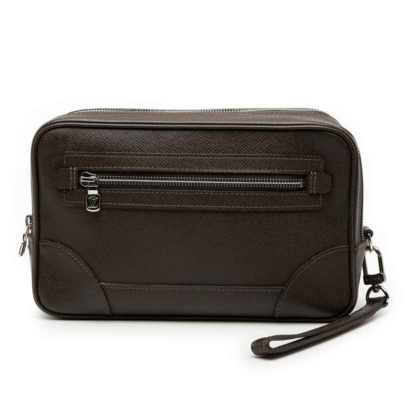 Louis Vuitton Taiga Neo Pavel Clutch Brown Leather Good condition - Front View