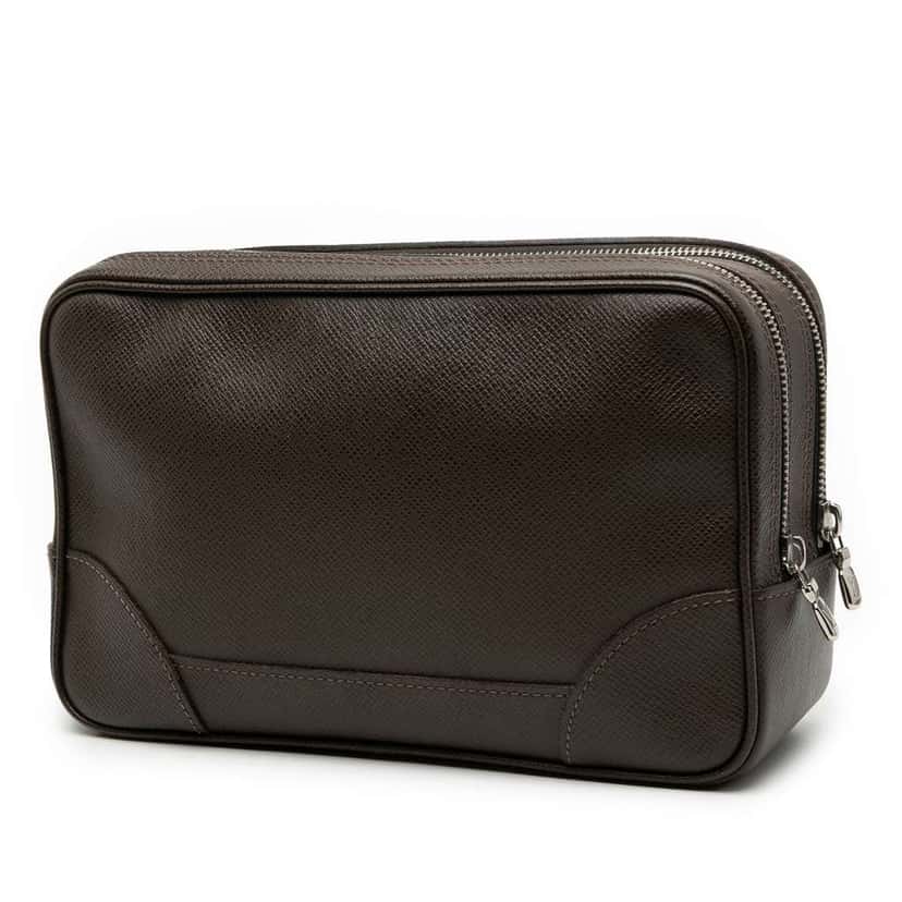 Louis Vuitton Taiga Neo Pavel Clutch Brown Leather Good condition - Back View