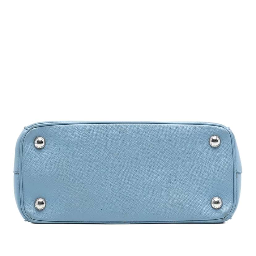 Prada Small Saffiano Lux Galleria Double Zip Satchel Blue Leather Good condition - Inside View