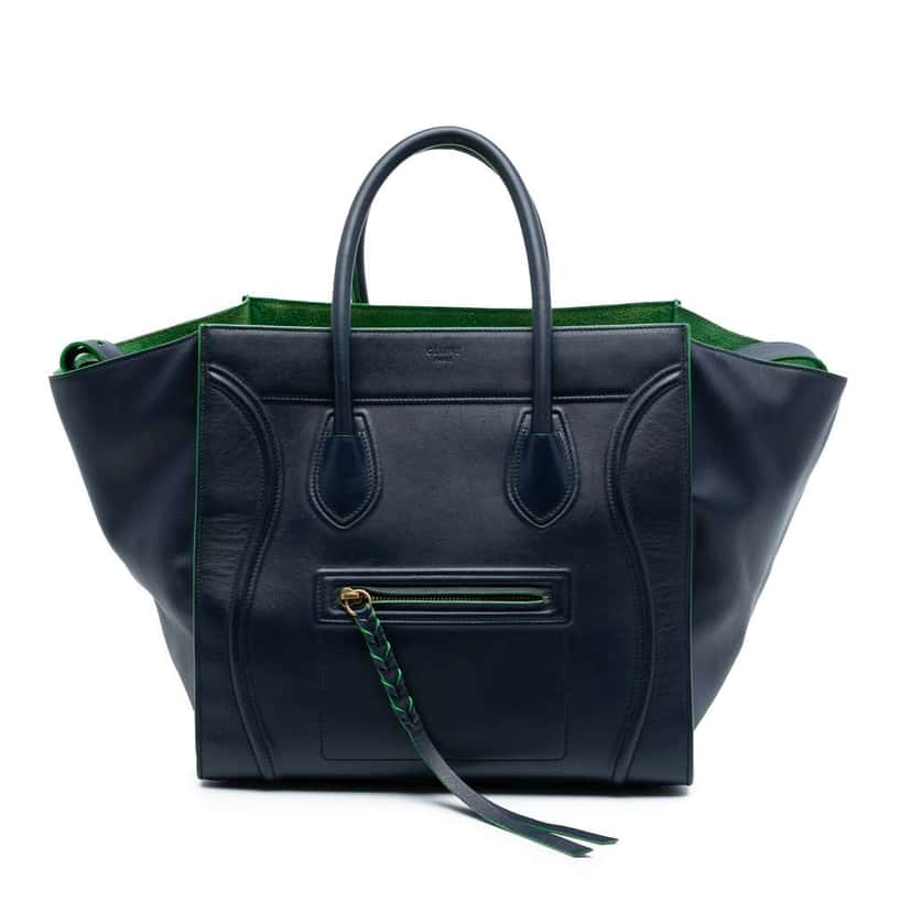 Celine Medium Leather Phantom Luggage Tote Blue Leather Good condition - Front View