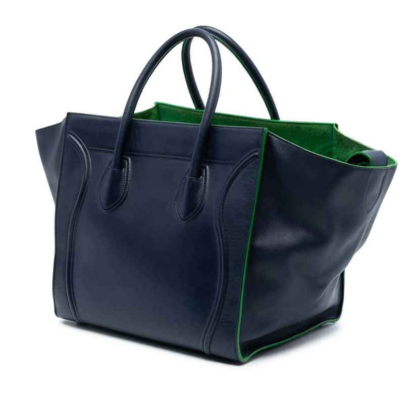Celine Medium Leather Phantom Luggage Tote Blue Leather Good condition - Back View