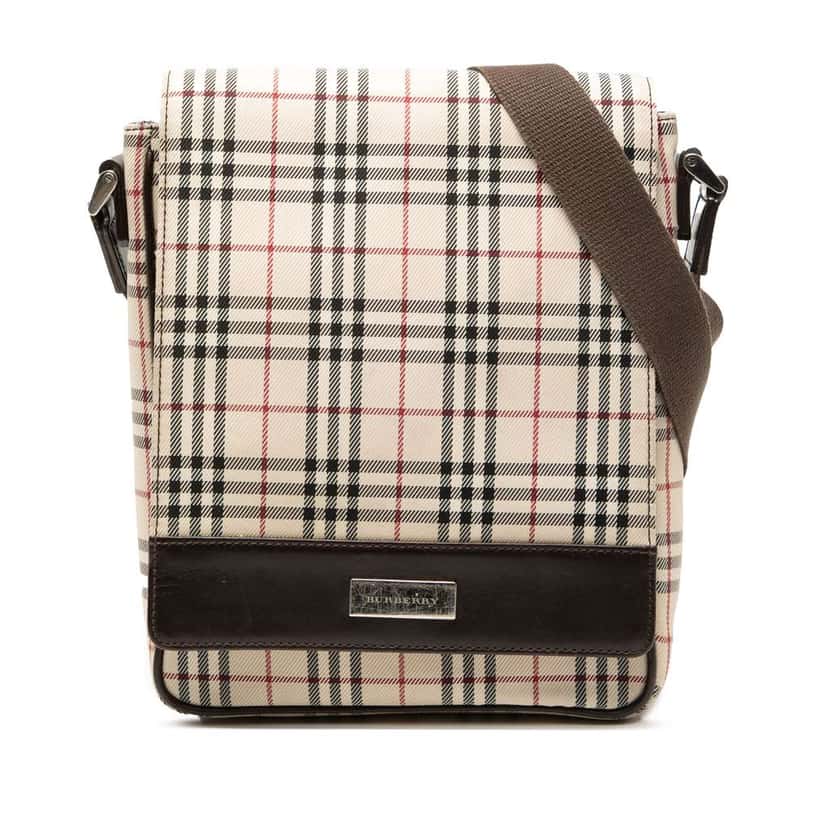 Burberry House Check Canvas Flap Crossbody Brown Canvas Very good condition - Front View