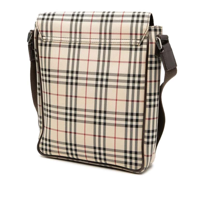 Burberry House Check Canvas Flap Crossbody Brown Canvas Very good condition - Back View