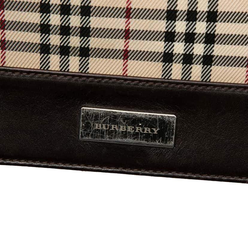Burberry House Check Canvas Flap Crossbody Brown Canvas Very good condition - Box View