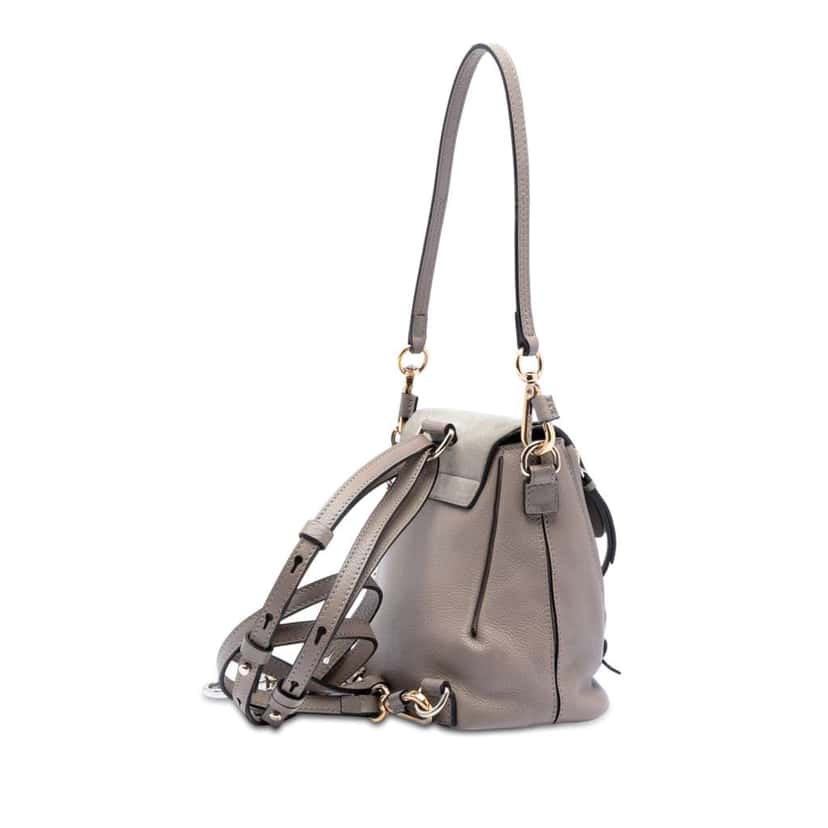 Chloé Mini Calfskin and Suede Faye Backpack Brown Leather Good condition - Back View