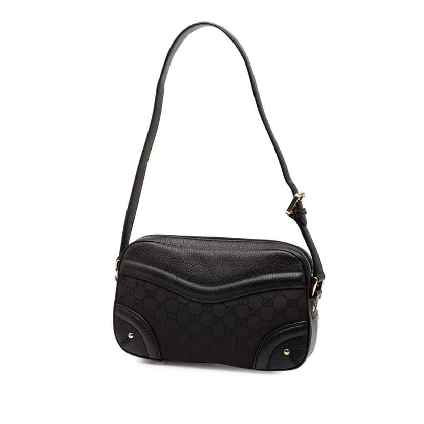 Gucci GG Nylon Crest Shoulder Bag Black Very good condition - Back View