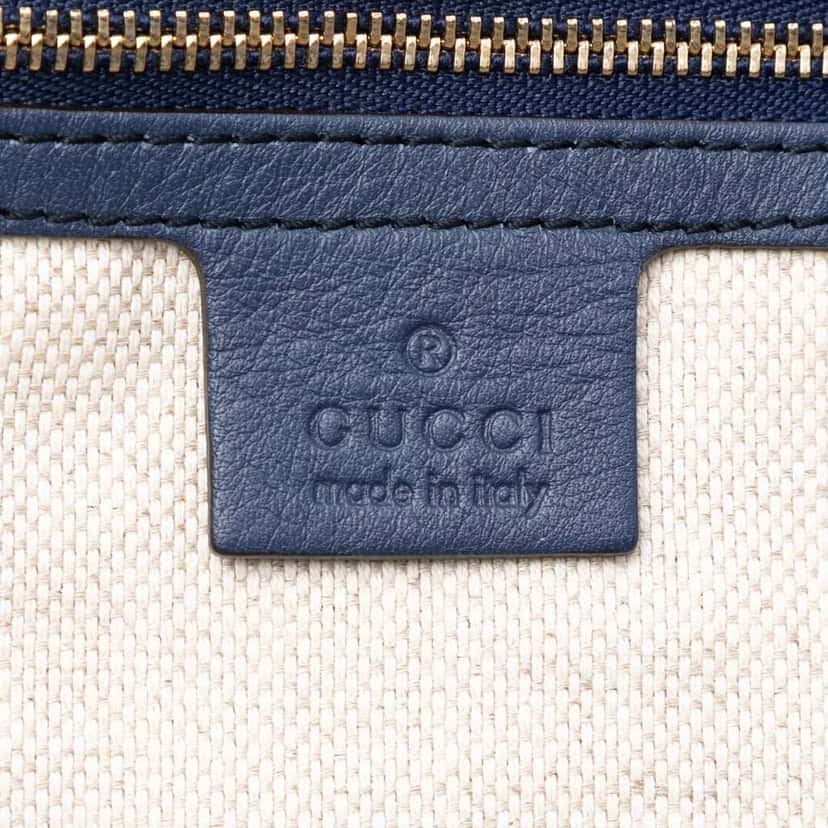 Gucci Medium Patent Soho Cellarius Tote Blue Leather Good condition - Box View