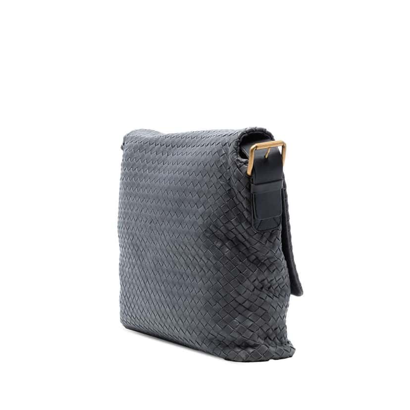Bottega Veneta Nappa Intrecciato Flap Crossbody Grey Leather Very good condition - Back View