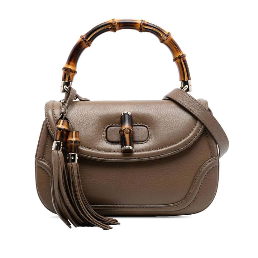 Gucci Medium Leather New Bamboo Satchel Brown Leather Good condition - Front View