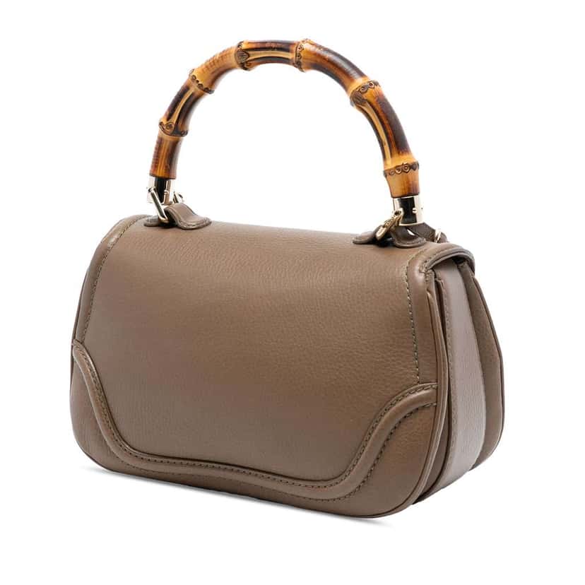 Gucci Medium Leather New Bamboo Satchel Brown Leather Good condition - Back View