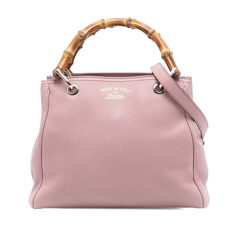 Gucci Small Calfskin Bamboo Shopper Satchel Pink Leather Very good condition - Front View