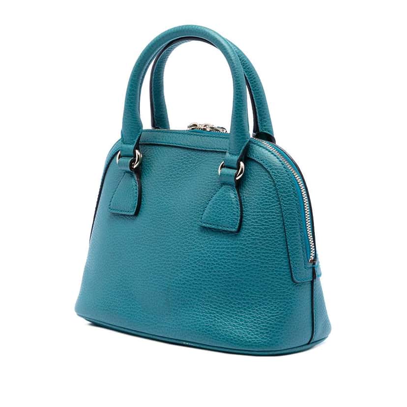 Gucci Small Dollar Calfskin GG Charm Dome Satchel Blue Leather Very good condition - Back View
