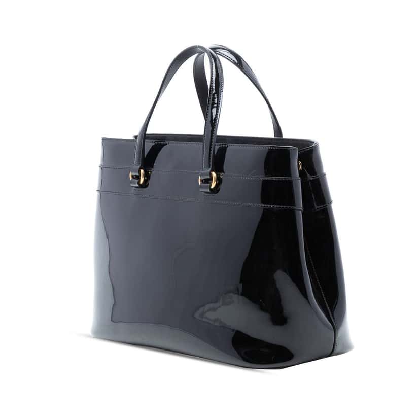 Gucci Patent Bright Bit Satchel Black Leather Good condition - Back View