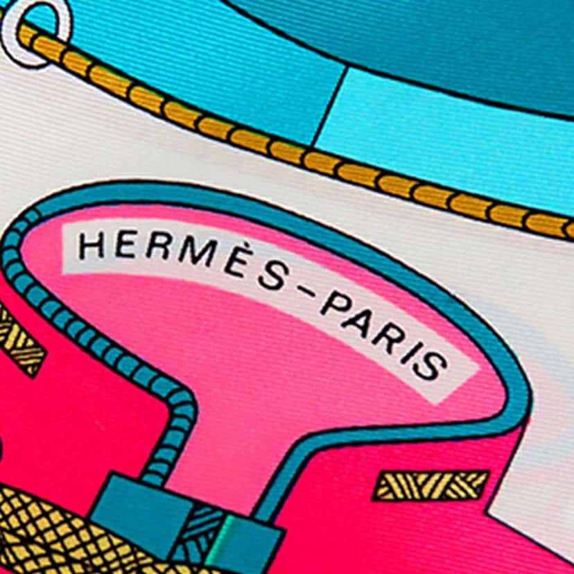 Hermès Circus Silk Scarf Blue Silk Good condition - Back View