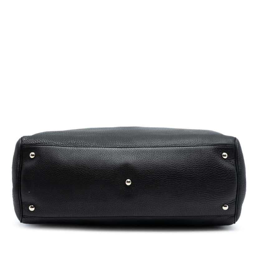 Gucci Large Calfskin Bamboo Shopper Satchel Black Leather Good condition - Inside View