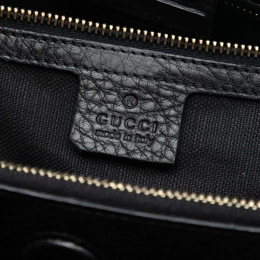 Gucci Large Calfskin Bamboo Shopper Satchel Black Leather Good condition - Box View