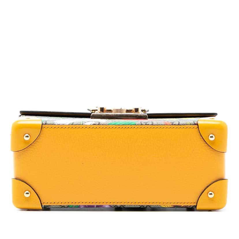 Gucci Small GG Supreme Flora Bamboo Padlock Satchel Brown Canvas Good condition - Inside View
