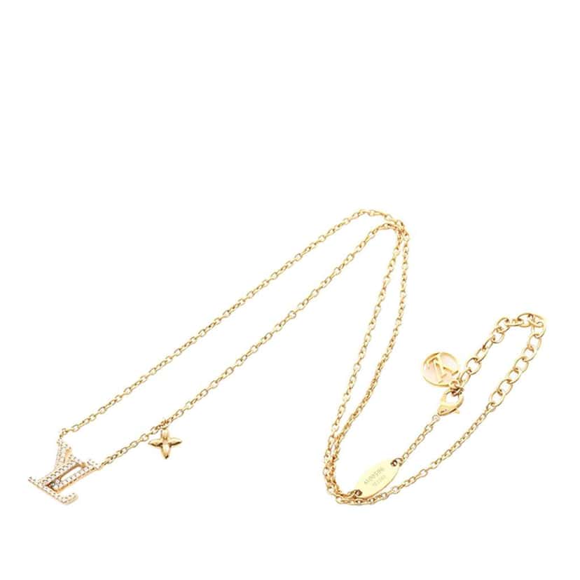 Louis Vuitton Gold Plated Crystal LV Iconic Necklace Gold Metal Good condition - Front View