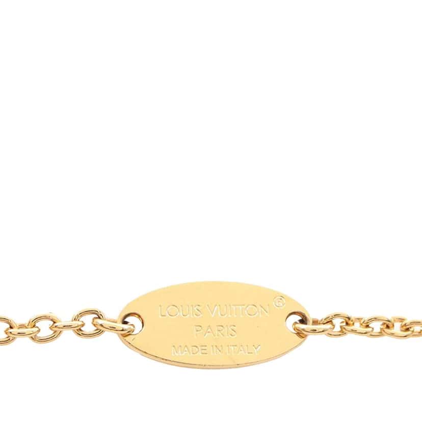 Louis Vuitton Gold Plated Crystal LV Iconic Necklace Gold Metal Good condition - Model View