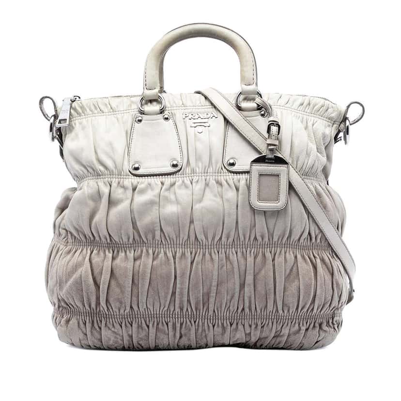 Prada Nappa Gaufre Ombre Satchel Grey Leather Very good condition - Front View
