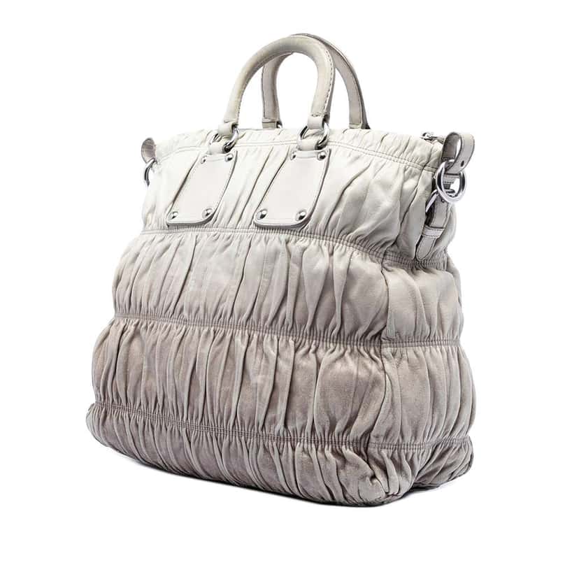 Prada Nappa Gaufre Ombre Satchel Grey Leather Very good condition - Back View