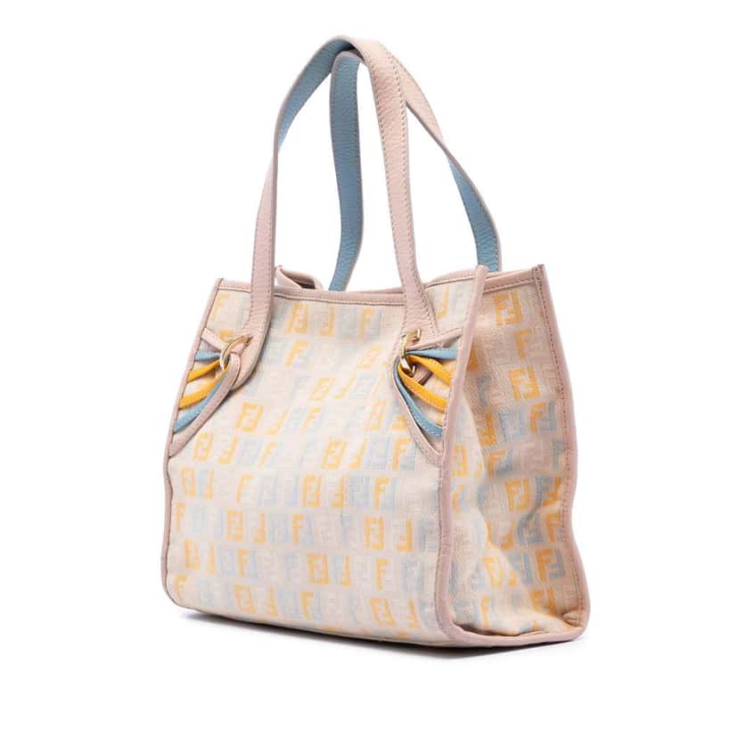 Fendi Small Multicolore Zucchino Tote Brown Canvas Very good condition - Back View