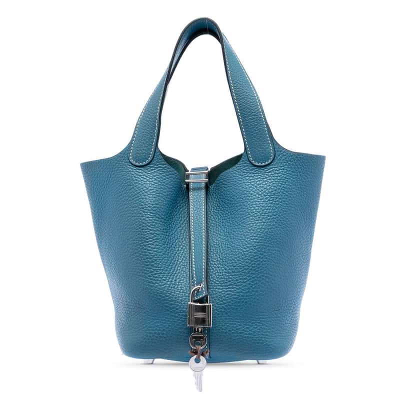 Hermès Clemence Picotin Lock 18 Blue Leather Very good condition - Front View