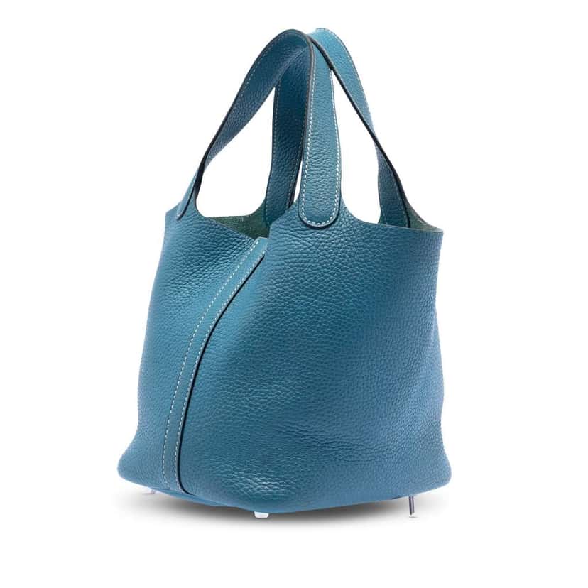 Hermès Clemence Picotin Lock 18 Blue Leather Very good condition - Back View